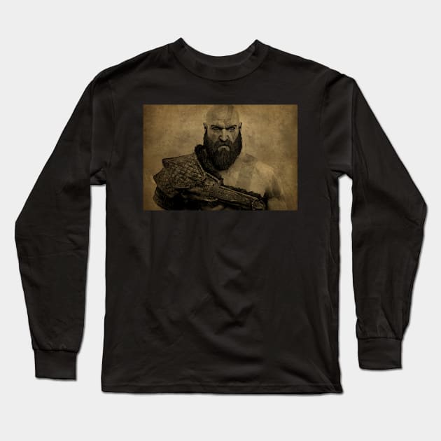 God of War - Kratos Long Sleeve T-Shirt by boothilldesigns